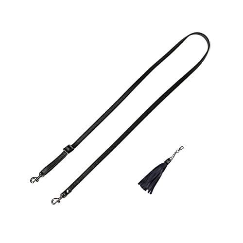 VanEnjoy Genuine Leather Crossbody Strap Replacement - 1/2" Width, 25-51" Length — 6# Black-grey Buckles With Tassel
