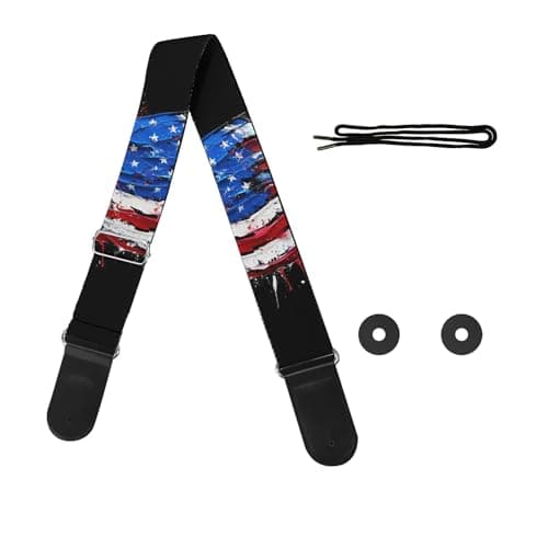 GLENLCWE Boston Terrier Print Guitar Strap for Acoustic & Electric Bass Guitars — Hummingbird Cherry Blossom