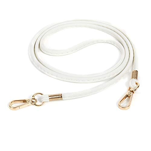 Xiahw Thin Soft PU Leather Crossbody Chain Strap for Small Bags, Purses, Wallets, Clutch, Phone Cases (Black-Silver) — White - Gold