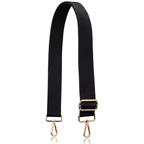 Allzedream Thick Strap Wide Adjustable Crossbody Handbag — Black-gold Hardware