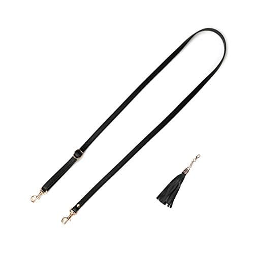 VanEnjoy Genuine Leather Crossbody Strap Replacement - 1/2" Width, 25-51" Length — 4# Black-gold Buckles With Tassel