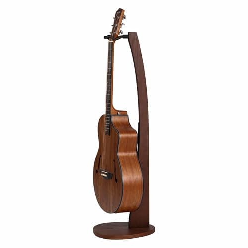 Wooden Guitar Stand - Handmade German Ash Solid Wood Stand for Acoustic Guitars, Classical Guitars, Banjos, and Mandolins (Dark Brown)