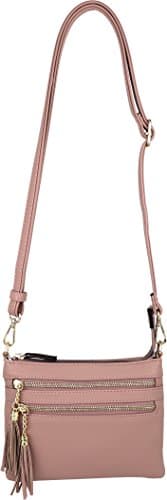 B Bretnano Vegan Mini Crossbody Purse with Tassel Accents