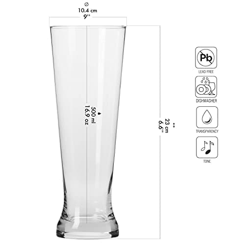 Krosno Beer Glass Set: 2x 14.2 oz, 4x 16.9 oz, Craft Pilsner Ale IPA