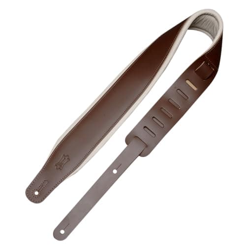 Levy's Leathers 3" Wide Amped Dark Brown Guitar Strap — Brown & Cream