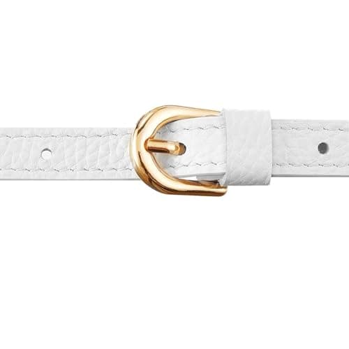 SEAVILIA Genuine Leather Purse Strap Replacement Handmade Shoulder Crossbody Bag Strap — White & Gold Hardware
