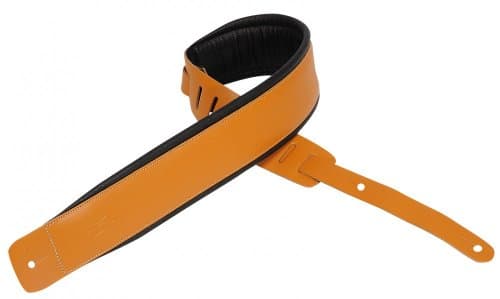 Levy's 3" Extra-Long Genuine Leather Guitar Strap Black — Tan
