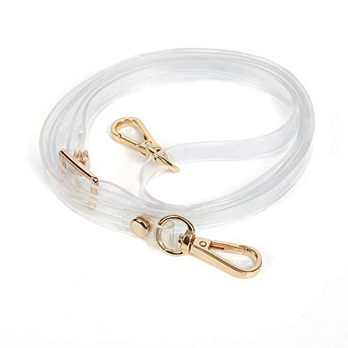 Xiahw Thin Soft PU Leather Crossbody Chain Strap for Small Bags, Purses, Wallets, Clutch, Phone Cases (Black-Silver) — Transparent - Gold