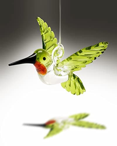 Green Hummingbird Glass Ornament for Bird Lovers