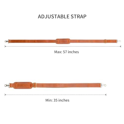 NIUCUNZH Genuine Leather Shoulder Strap, 60 Inch Adjustable, Comfort Pad Included