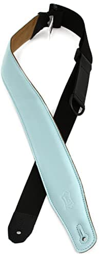 Levy's MRHGS-BLK Black Leather Guitar Strap — Aqua