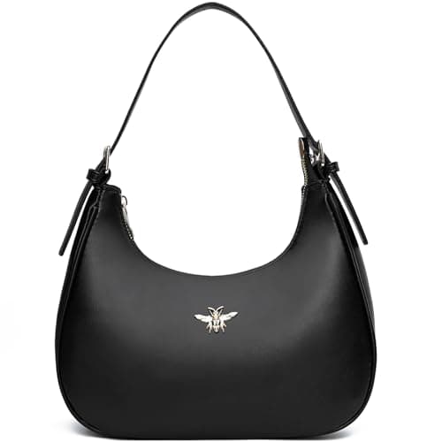 CROJUYI Small Crescent Shoulder Purse for Women — Q Black