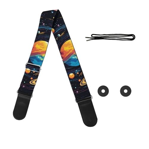 GLENLCWE Colorful Sea Turtle Guitar Strap for Acoustic, Electric & Bass — Galaxy Colorful Planet Space