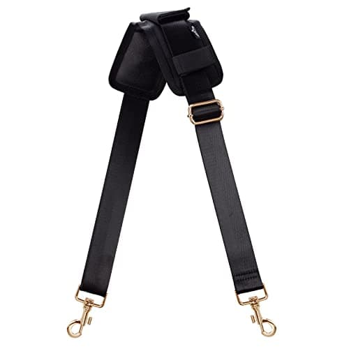 Allzedream Padded Shoulder Bag for Laptop Travel Duffle — Black, Gold Hardware