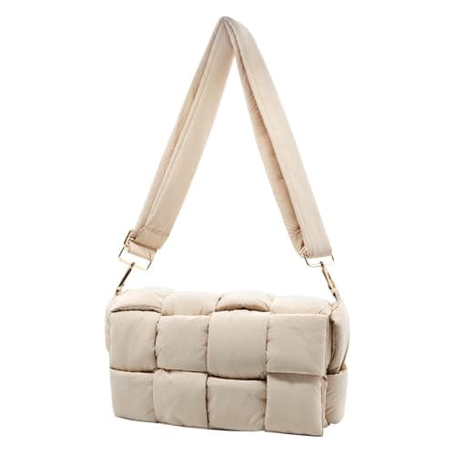 NAARIIAN Quilted Woven Puffer Hobo Bag for Women — Beige B