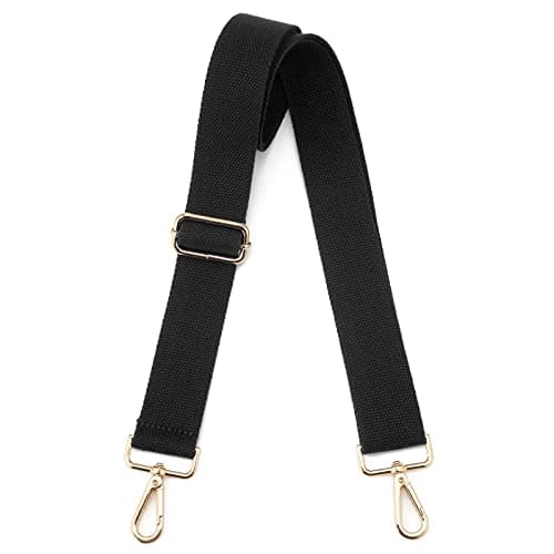 DOAPMLL Adjustable Gold Hardware Canvas Shoulder Strap for Women's Crossbody Purse — Black