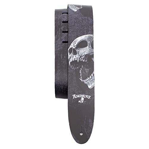 Perri's Alchemy Beserker Skull Leather Guitar Strap, Anti-Slip, Adjustable Up to 56"