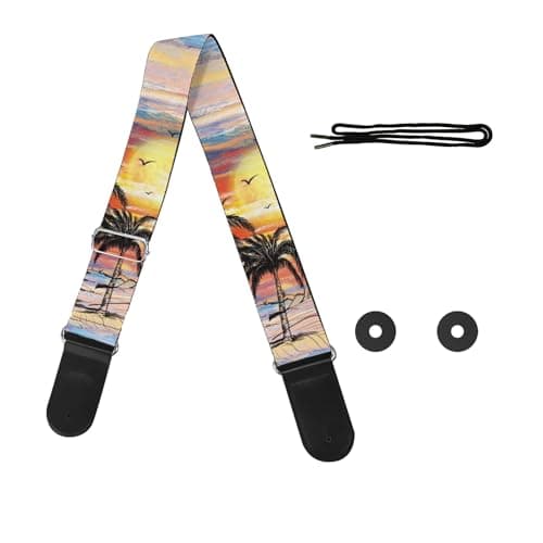 GLENLCWE Boston Terrier Print Guitar Strap for Acoustic & Electric Bass Guitars — Black Cat Maple Leaves