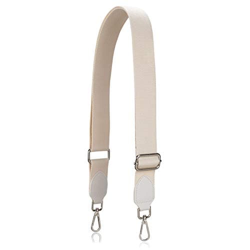 Allzedream Replacement Purse Straps for Crossbody Bags Handbag Wide Canvas Leather Adjustable — Apricot, Silver Hardware