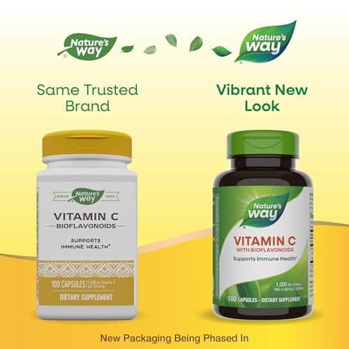Nature's Way High Potency Vitamin C with Bioflavonoids, 1,000 mg per 2-Capsule Serving, Immune Support, Collagen Promoti