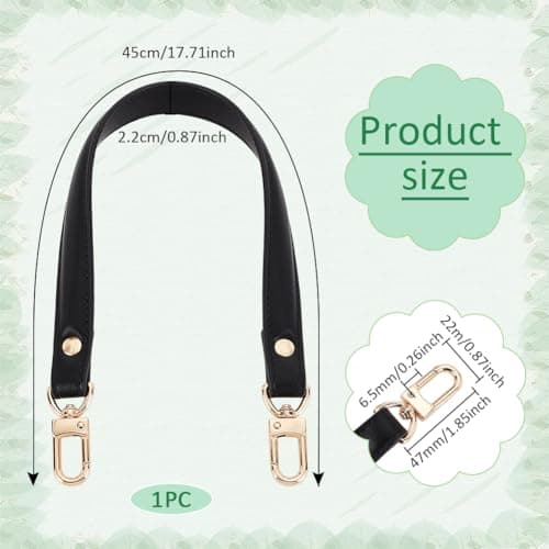 PH PandaHall Black Leather Bag Strap 45cm,DIY Handbag Making