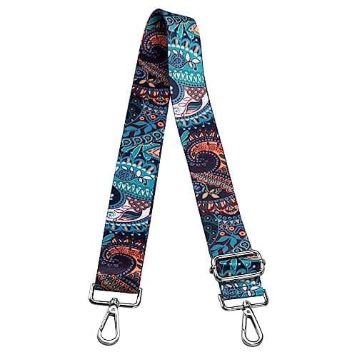 ZANQANO Adjustable Crossbody Strap for Purse and Guitar Multicolor Handbag Straps — Boho Blue Silver Hardware