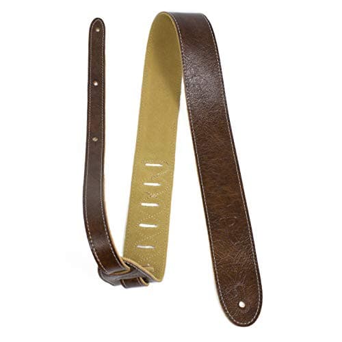 Perri's Italian Leather Guitar Strap - Soft, Adjustable, Chestnut