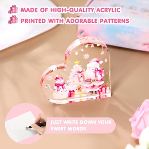 Pink Christmas Gifts for Women, Acrylic Christmas Decor for Office or Home