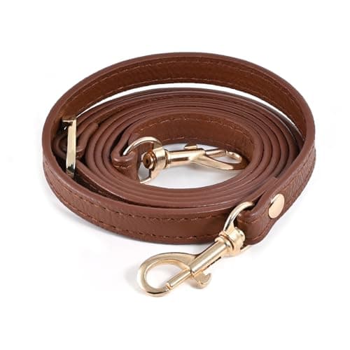 Leather Handbag Straps for Crossbody Replacement — Brown With Gold Buckle