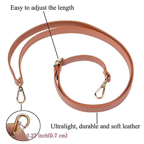 Beaulegan Purse Strap Replacement - Full Grain Microfiber - 59 Inch Adjustable, Dark Brown/Gold