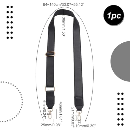 PH PandaHall 1.4 Inch Wide Black PU Leather Shoulder Bag Strap for Briefcase Messenger Bags Women Purse