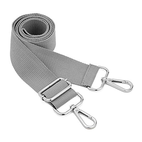 DEVPSISR Wide Shoulder Strap Replacement Adjustable Crossbody Canvas Bag — Silver Buckle-gray