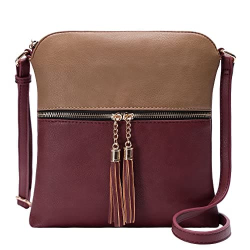 Solene Women's Lightweight Tassel Crossbody Purse, Perfect Daily and Travel Bag — Stone-cranberry5