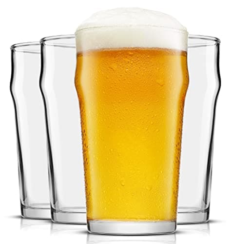 JoyJolt 19oz Beer Pint Glasses Set of 4 - Large Traditional Pub Style for Guinness and Craft Beers