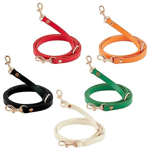 PandaHall 5 Color Cross Body Purse Strap, Adjustable Leather Handles with Platinum Buckles — Mixed Color-5 Pcs