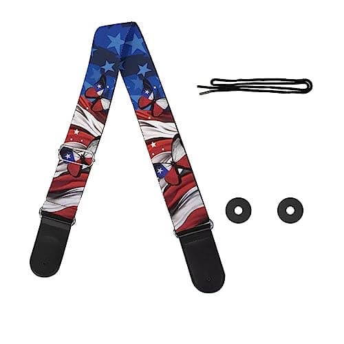 GLENLCWE Colorful Sea Turtle Guitar Strap for Acoustic, Electric & Bass — American Flag Butterfly