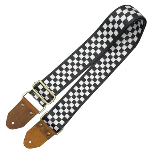 Wild Guitar Strap with Pick Pocket, Genuine Leather, Adjustable