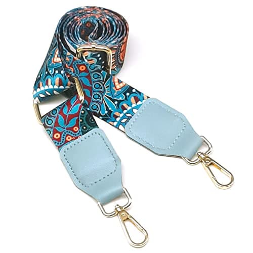 Women's Handbag Shoulder Strap - Wide 3.8cm Crossbody Bag Replacement — Flower-Teal