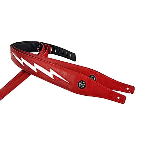 Lightning Pattern Guitar Strap for Electric Guitar/Bass — Red White Lighting