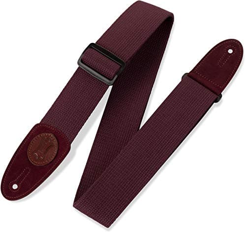 Levy's Leathers Signature Brown Cotton Guitar Strap with Tri-Glide Adjustment — Burgundy