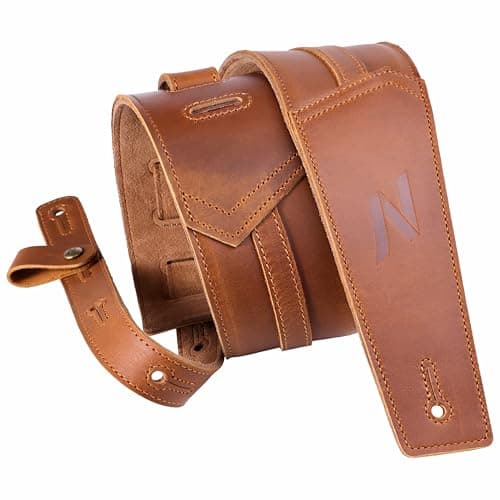 Nefelibata Blackish Green Bass & Electric Guitar Strap — Light Brown