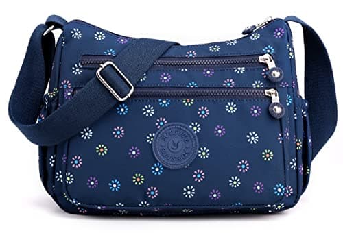 Nawoshow Nylon Floral Multi-Pocket Crossbody Travel Bag for Women — T12-star Flower