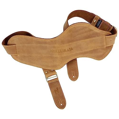 Nefelibata Vintage Brown Guitar Strap with Cable Loop — Vintage Brown Leather