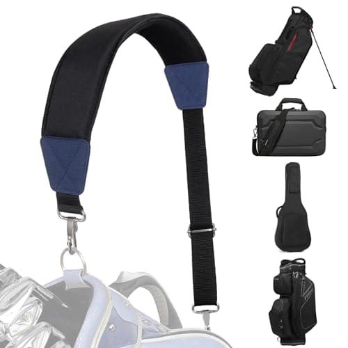 LZFAN Golf Bag Shoulder Strap, Single Padded Adjustable Universal Replacement — Black / Blue