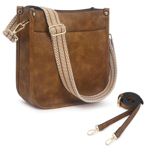 Trendy Vegan Leather Crossbody Bag for Women with Adjustable Shoulder Strap — A01-brown