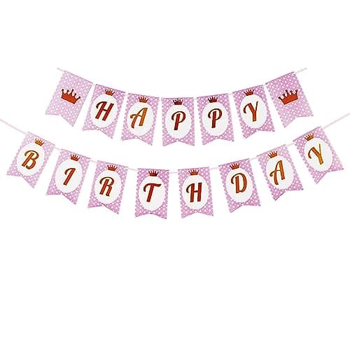 Camping Theme Birthday Party Decorations Kit Banner Topper — Pink2