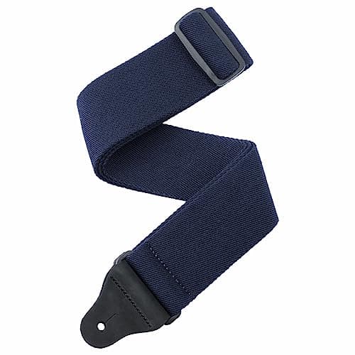Solid Color Cotton Guitar Strap for Bass, Electric & Acoustic - Stripe Brown — Denim Blue