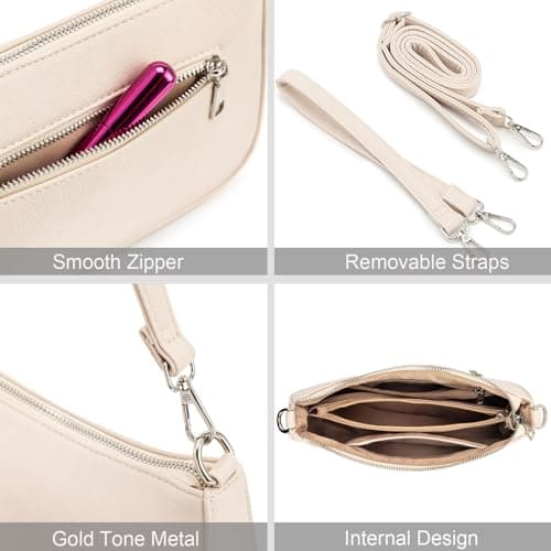 NIUEIMEE ZHOU Small Shoulder/Crossbody Clutch Bag for Women with 2 Removable Straps