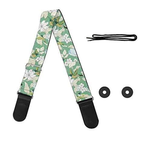 GLENLCWE Boston Terrier Print Guitar Strap for Acoustic & Electric Bass Guitars — Hummingbird Floral