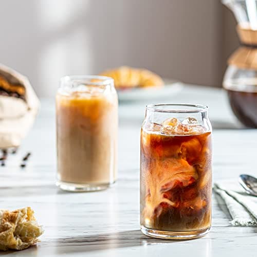 GLING 6 Pack 16oz Glass Can-Shaped Cups Beer & Coffee Tumblers